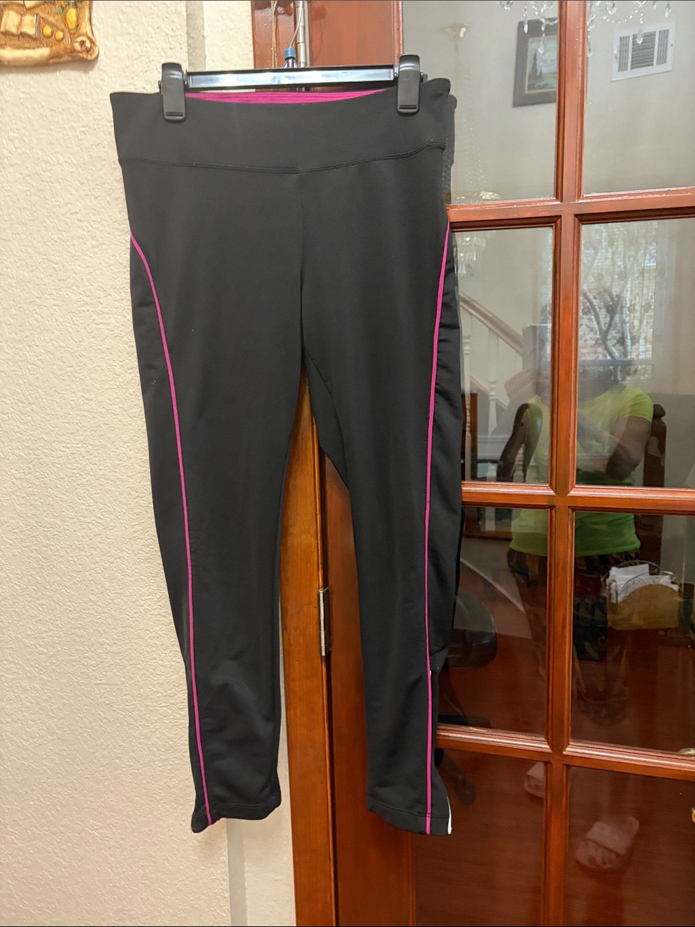 Jockey Black Leggings with Bright Pink Trim